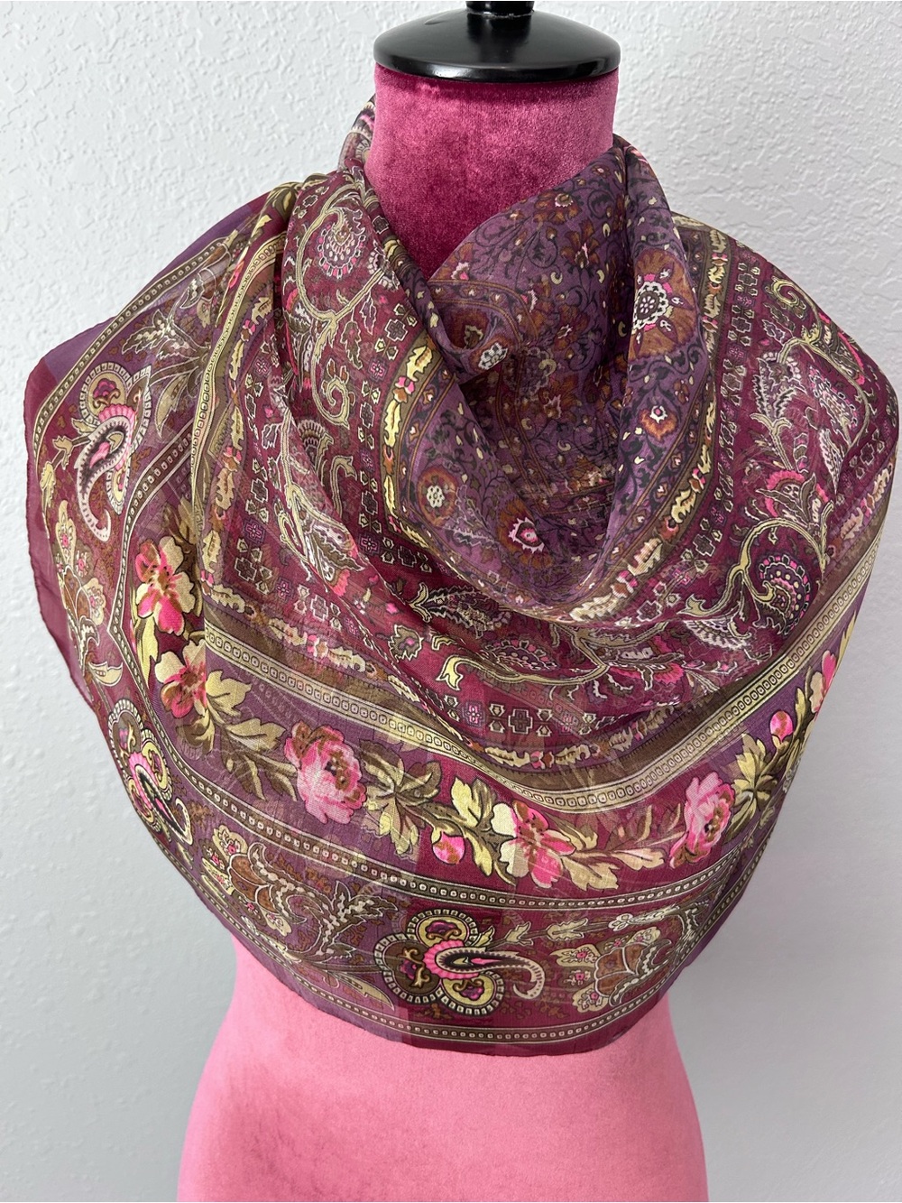 Fattorsetta Paisley Rose Scarf Made in Italy - Picture 8 of 8